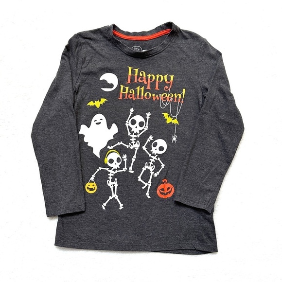 ⭐️ 5 for $25 Happy Halloween Long Sleeve Charcoal Grey Top Size 6/7 122 cm - Picture 1 of 6